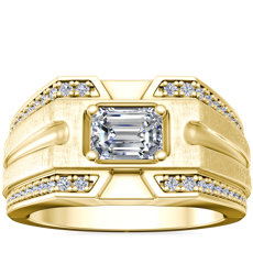 NEW Men's East-West Grooved Diamond Channel Engagement Ring in 18k Yellow Gold (0.29 ct. tw.)